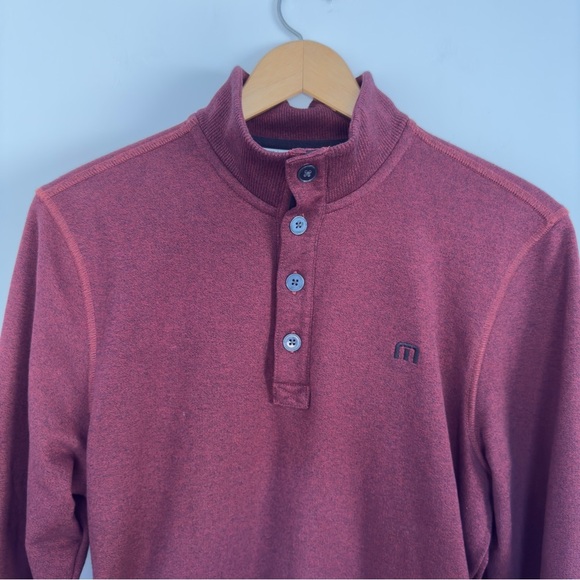 Travis Mathew wall mock neck fleece pullover, ox blood size: small - Picture 3 of 5
